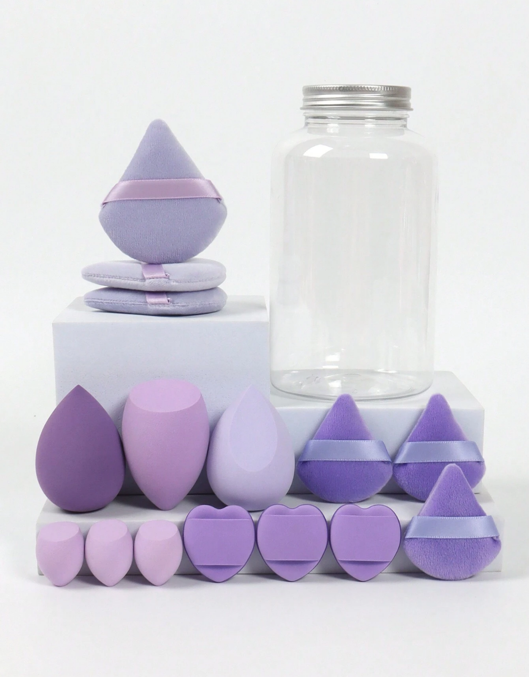 SHEIN Makeup Sponge Set Of 15 With Storage Jar