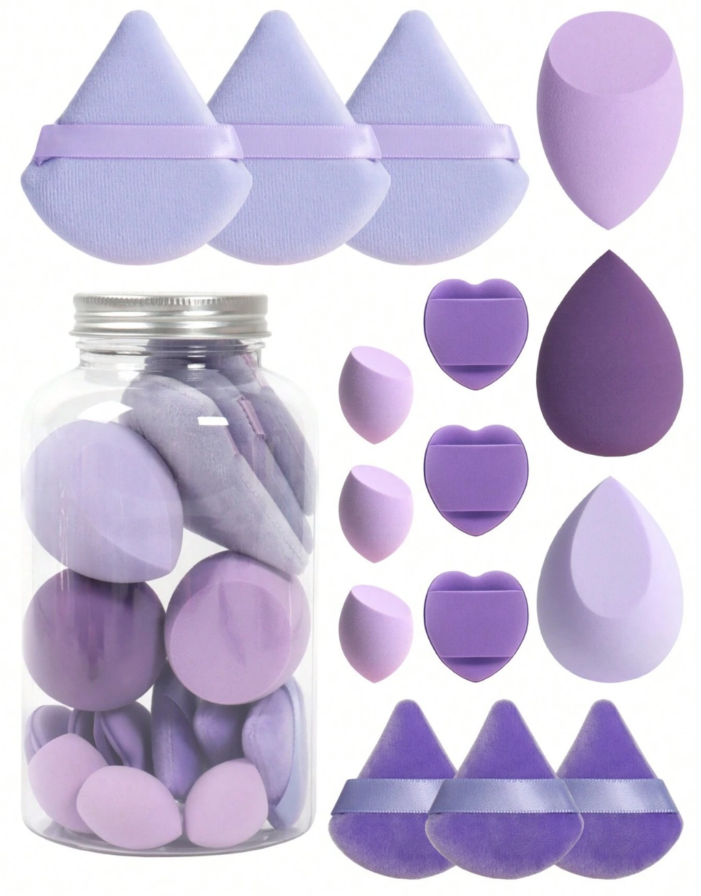 SHEIN Makeup Sponge Set Of 15 With Storage Jar