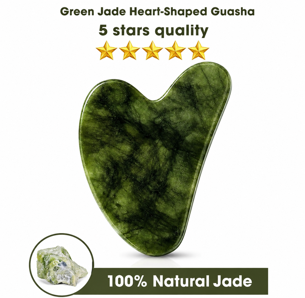 Heart-Shaped Natural Jade Gua Sha Board Facial Massage Tool Beauty Skincare Gift Salon Supplies Facial Roller