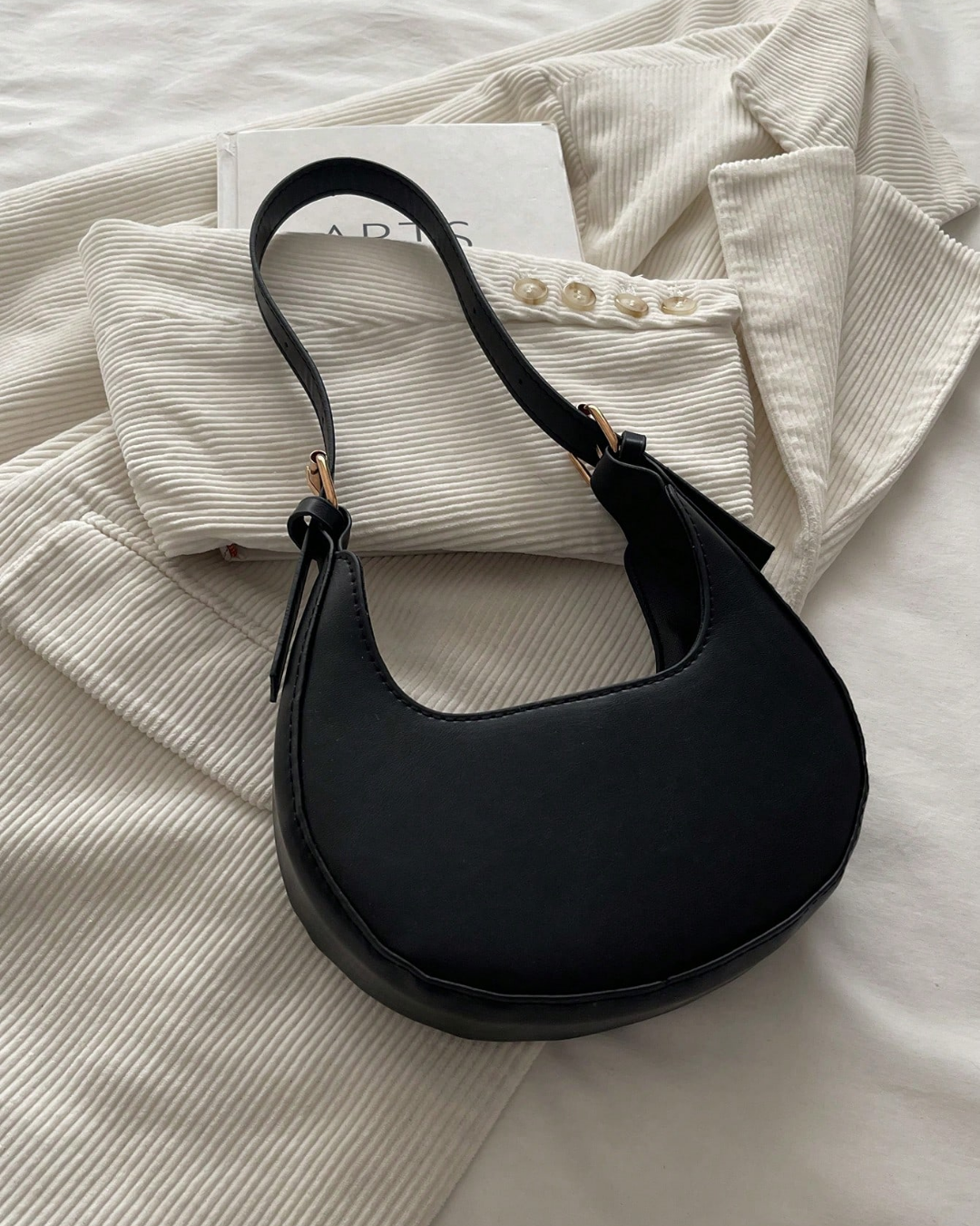SHEIN 1pc Solid Color Retro Minimalist PU Leather Shoulder Bag