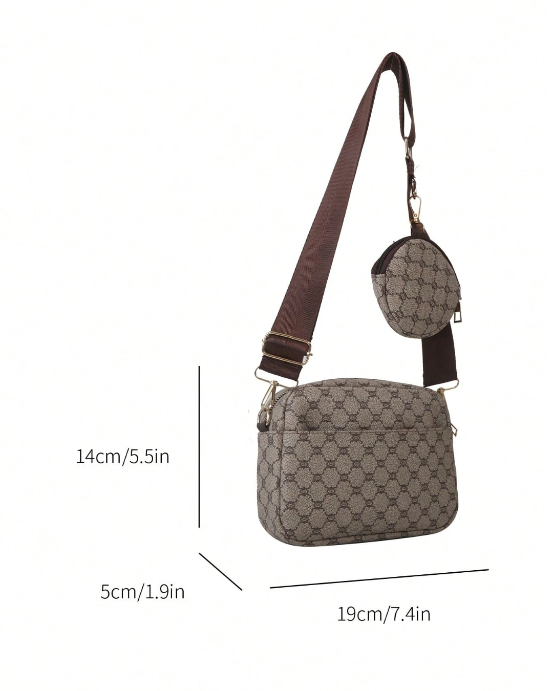 SHEIN Vintage Pattern Square Bag, Classic Women's Crossbody Bag With Pendant