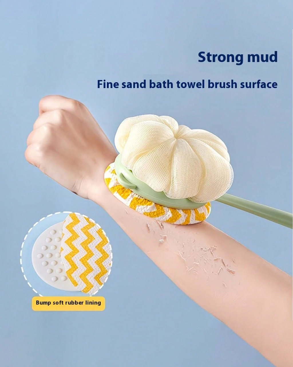 SHEIN 2-In-1 Bath Body Brush With Curved Long Handle, Massage Bristles