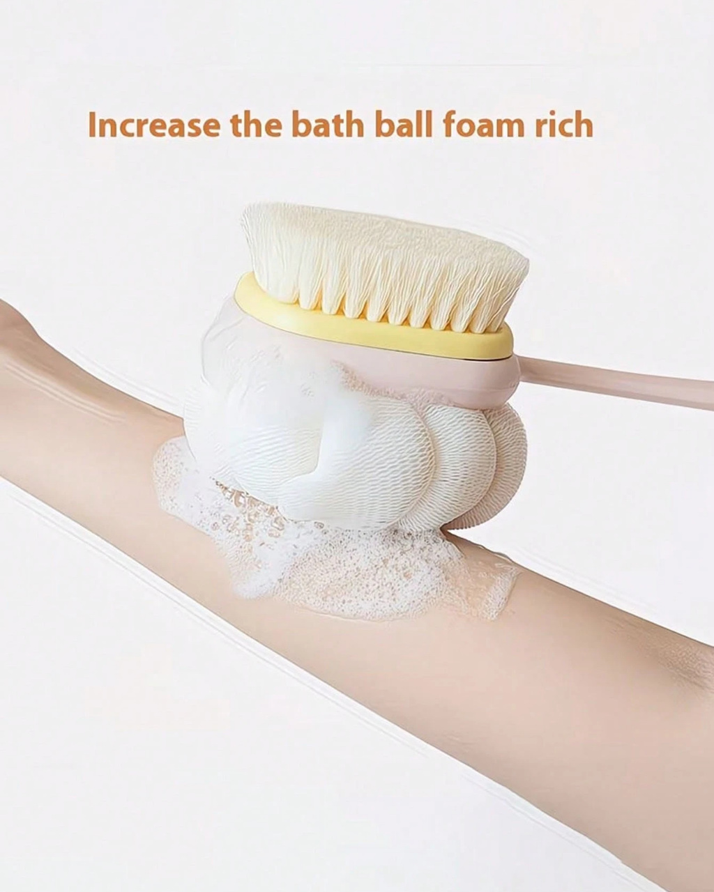 SHEIN 2-In-1 Bath Body Brush With Curved Long Handle, Massage Bristles