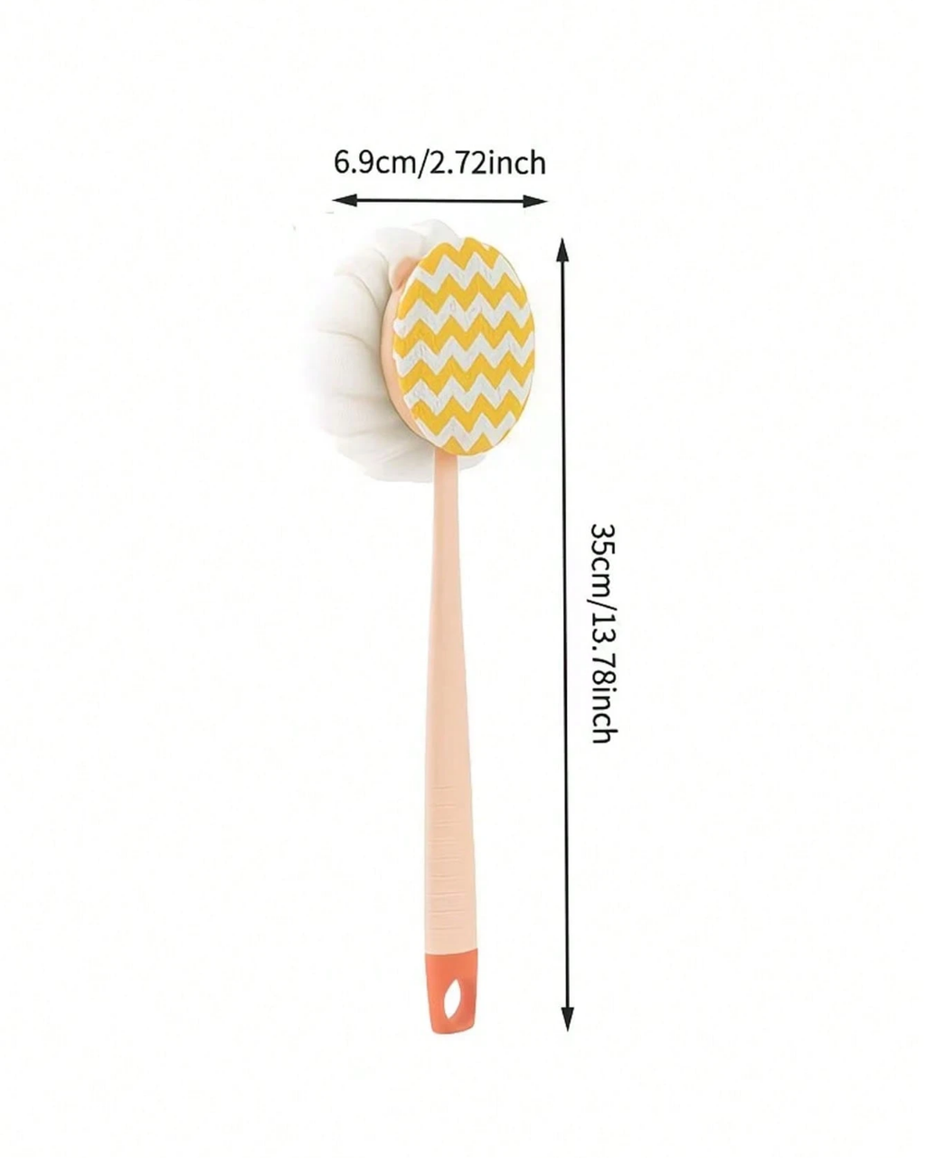 SHEIN 2-In-1 Bath Body Brush With Curved Long Handle, Massage Bristles