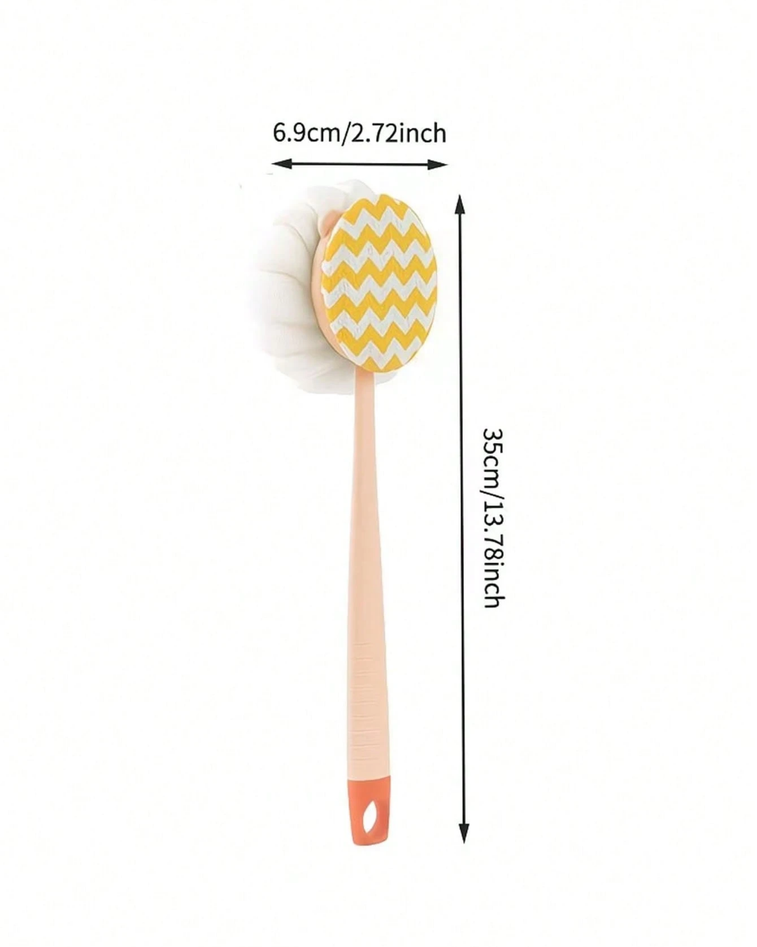 SHEIN 2-In-1 Bath Body Brush With Curved Long Handle, Massage Bristles