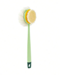 SHEIN 2-In-1 Bath Body Brush With Curved Long Handle, Massage Bristles