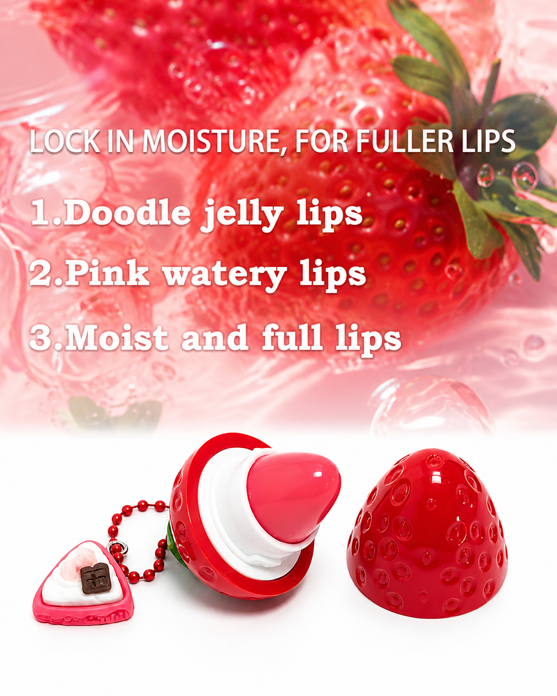 1/2pcs Strawberry Shaped Moisturizing Lip Balm, Glossy Texture