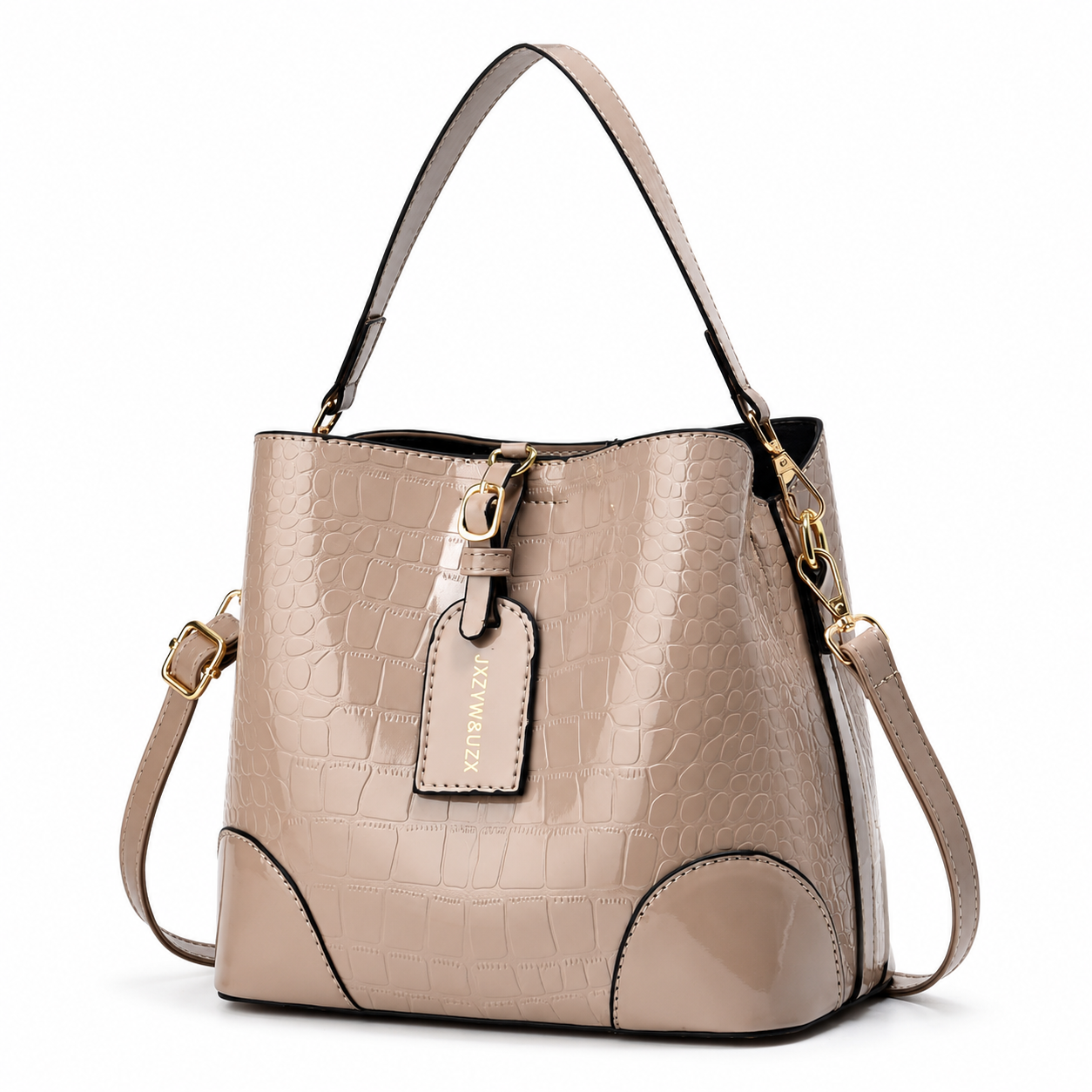 High Capacity Embossed Bucket Bag For Women With 3 Pockets, Minimalist Casual Shoulder & Crossbody Bag, Fashion Crossbody Purse