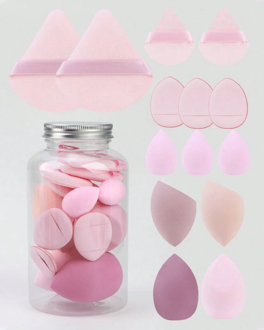 ORIVELLE 14pc Makeup Sponge Set With Storage Bottle, Beauty Puff, Latex-Free,