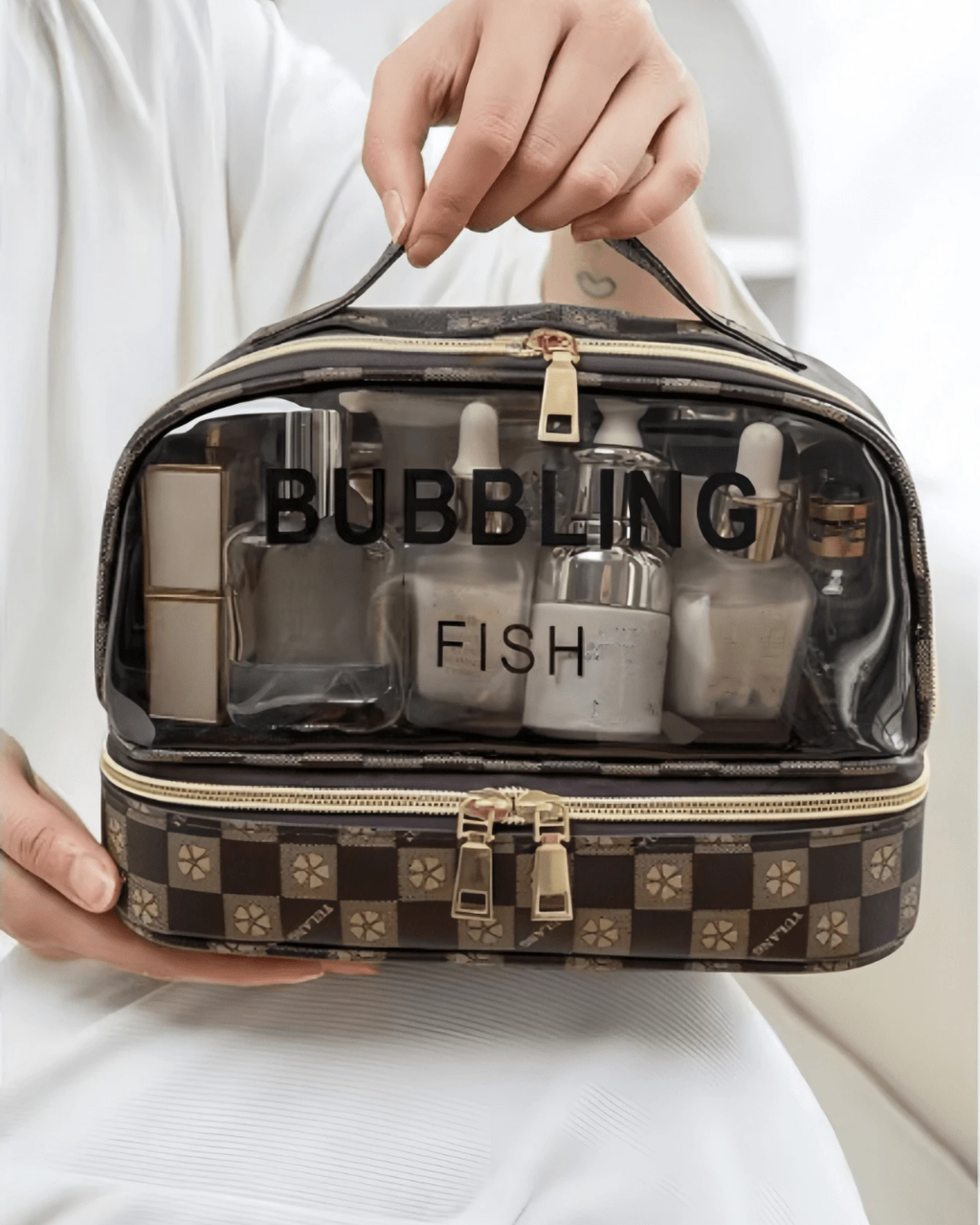 SHEIN 1pc Waterproof Large Capacity Travel Flip-Top Toiletry Bag