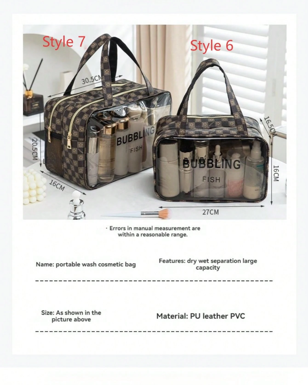 SHEIN 1pc Waterproof Large Capacity Travel Flip-Top Toiletry Bag