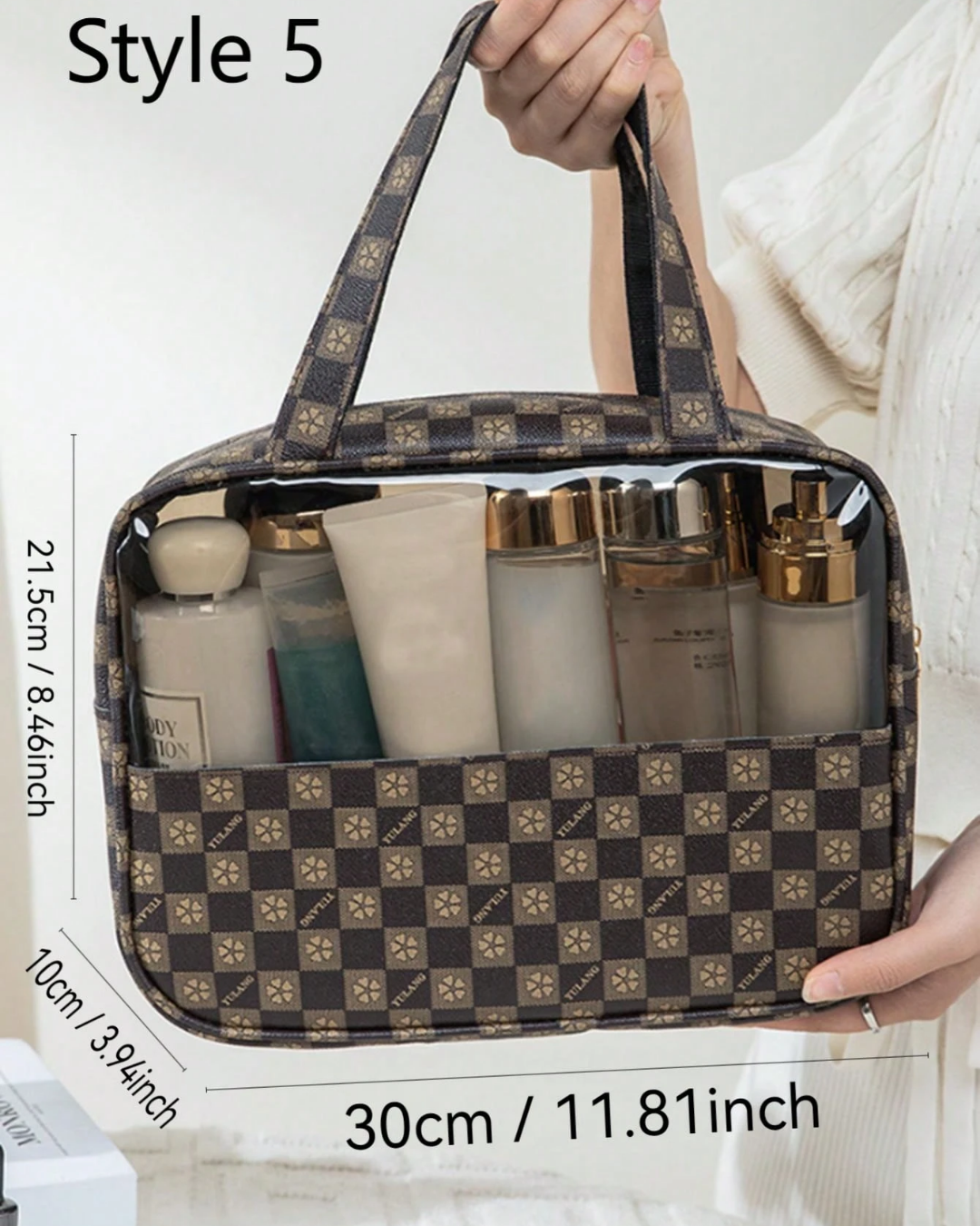 SHEIN 1pc Waterproof Large Capacity Travel Flip-Top Toiletry Bag