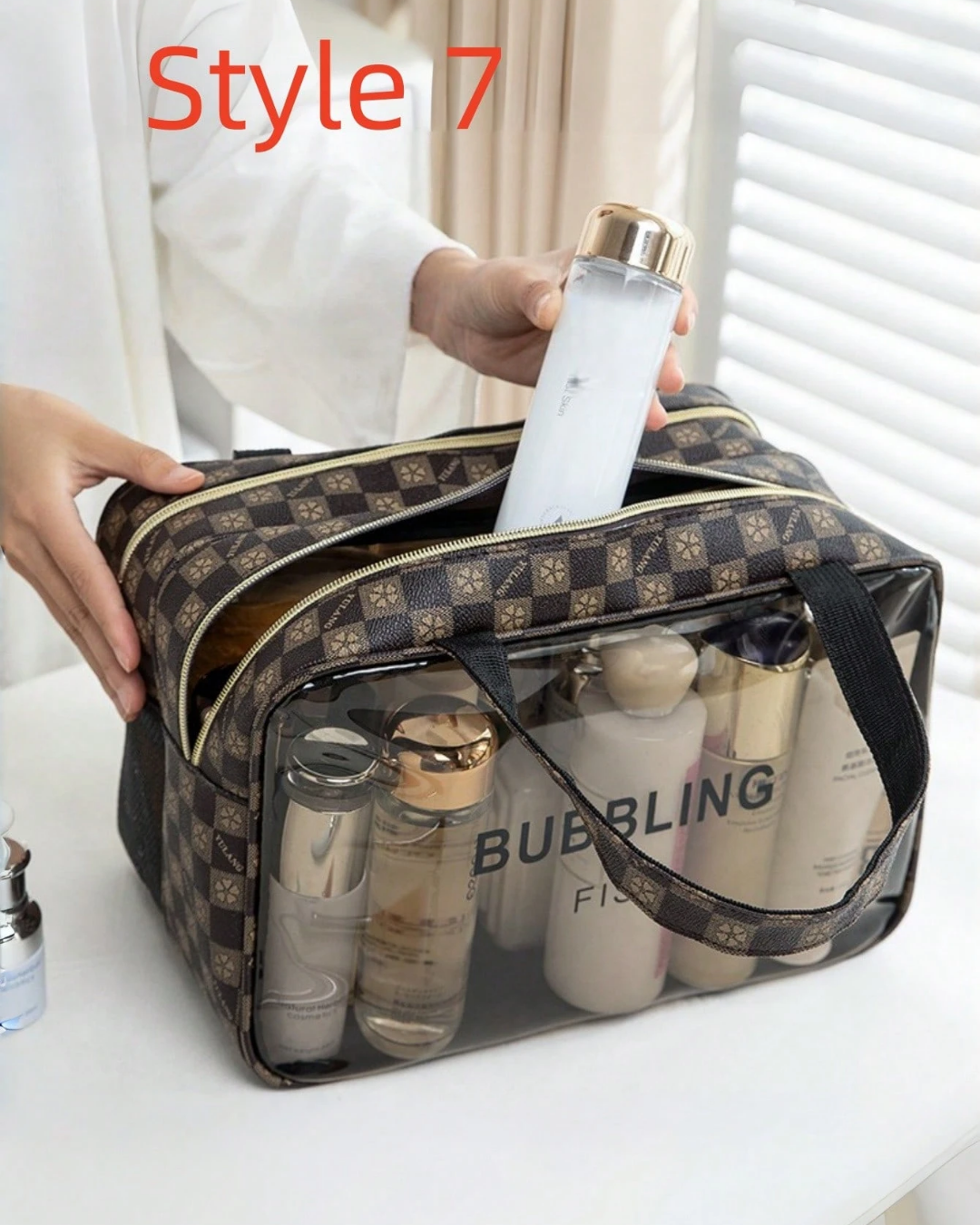 SHEIN 1pc Waterproof Large Capacity Travel Flip-Top Toiletry Bag