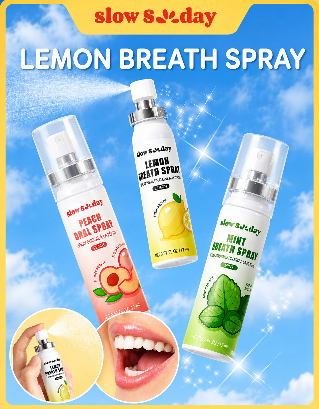 Slow Sunday Grape Breath Spray, Grape, Fruit Flavored Mouth Freshener Spray