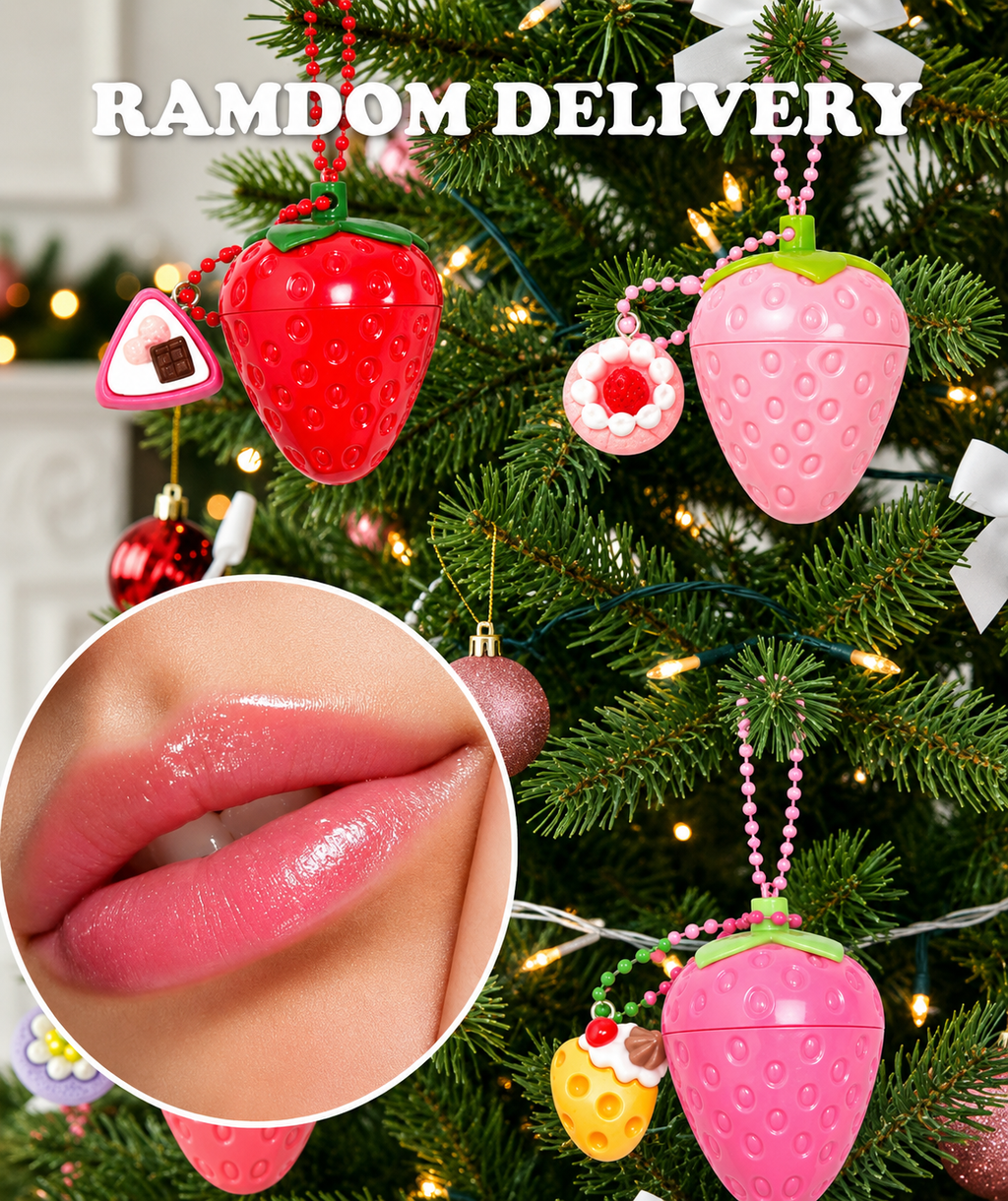 1/2pcs Strawberry Shaped Moisturizing Lip Balm, Glossy Texture