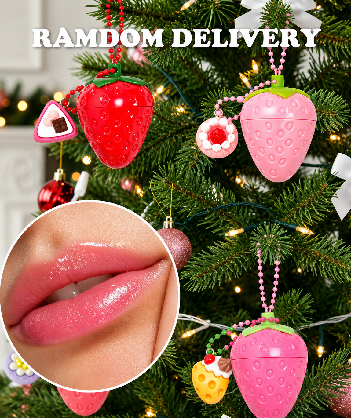 1/2pcs Strawberry Shaped Moisturizing Lip Balm, Glossy Texture