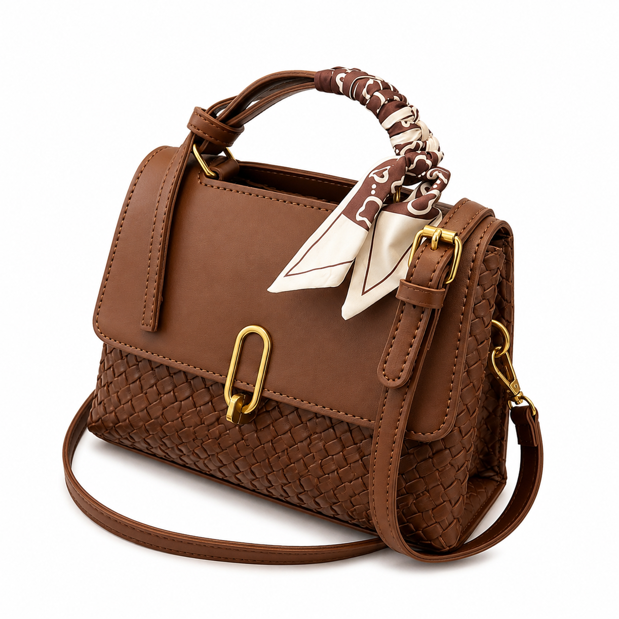 Classic Fashionable Women's Woven Color Block Handbag Shoulder Bag