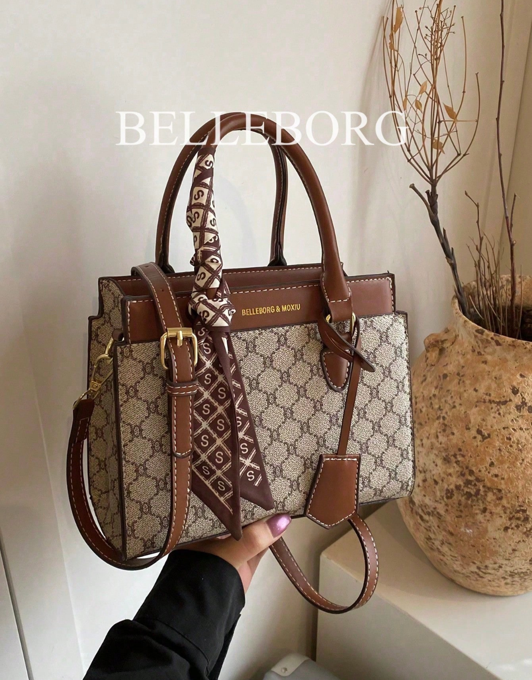 SHEIN-BELLEBORG Printed Tote Bag For Women, Minimalist & Practical Multi-Function