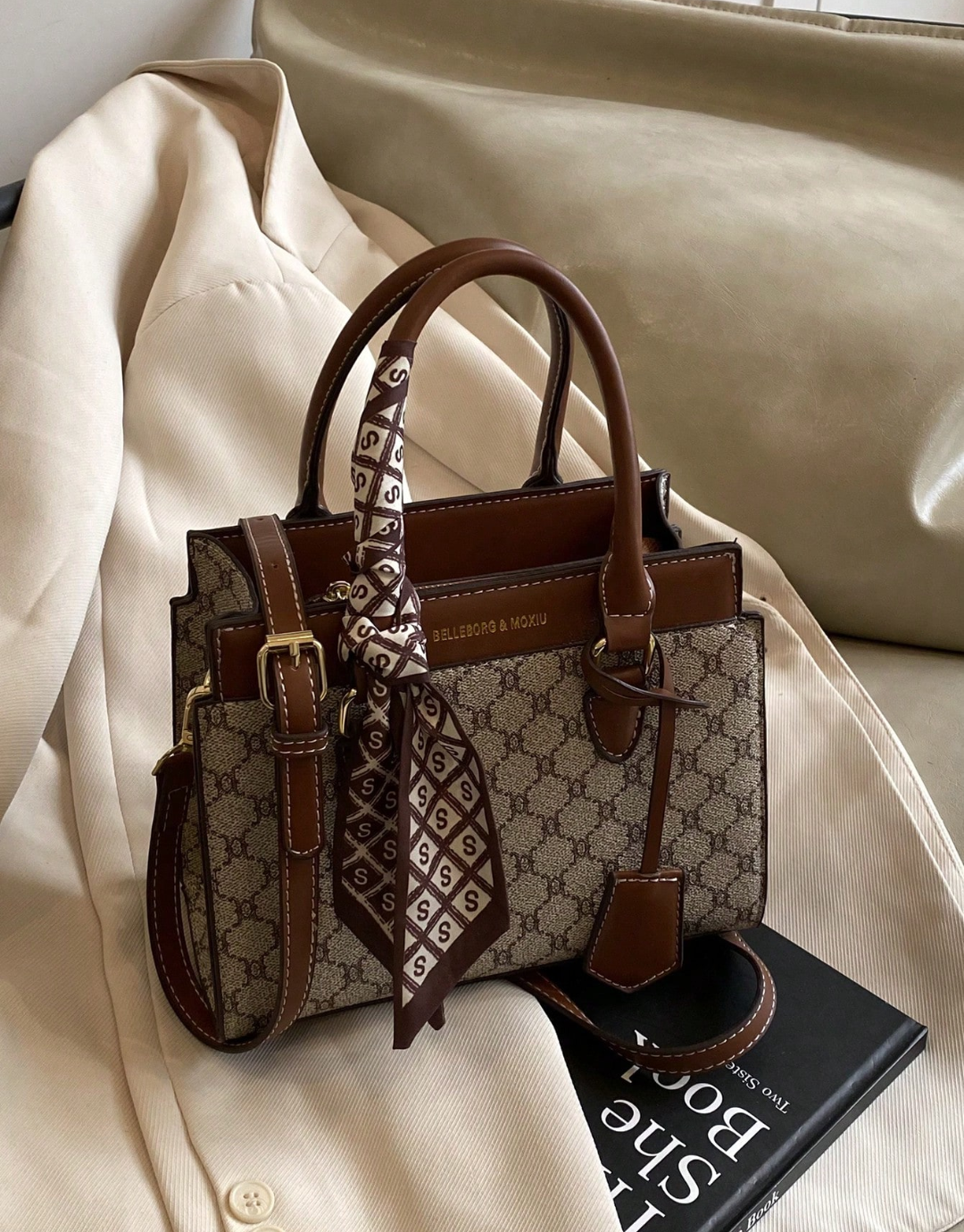 SHEIN-BELLEBORG Printed Tote Bag For Women, Minimalist & Practical Multi-Function