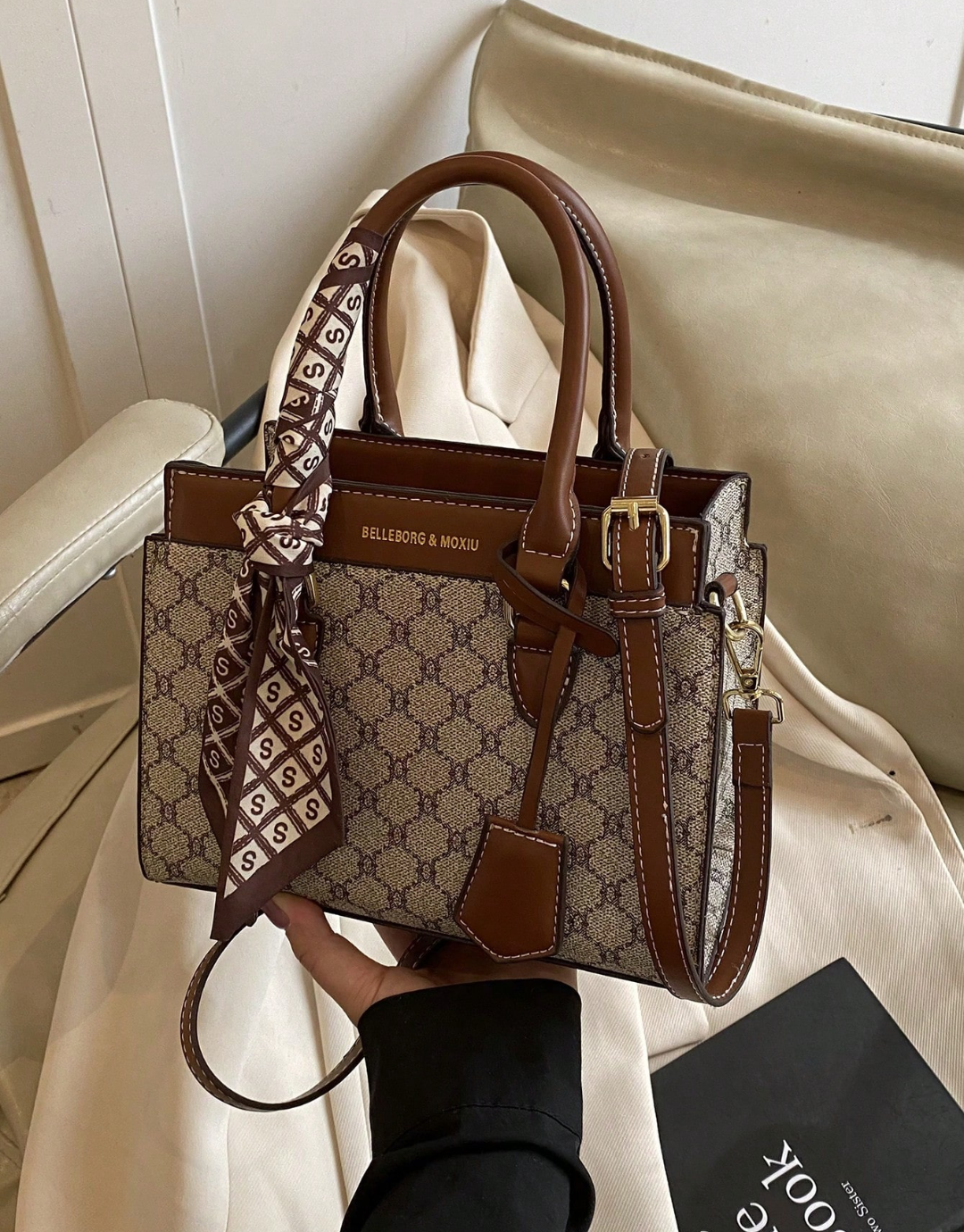 SHEIN-BELLEBORG Printed Tote Bag For Women, Minimalist & Practical Multi-Function