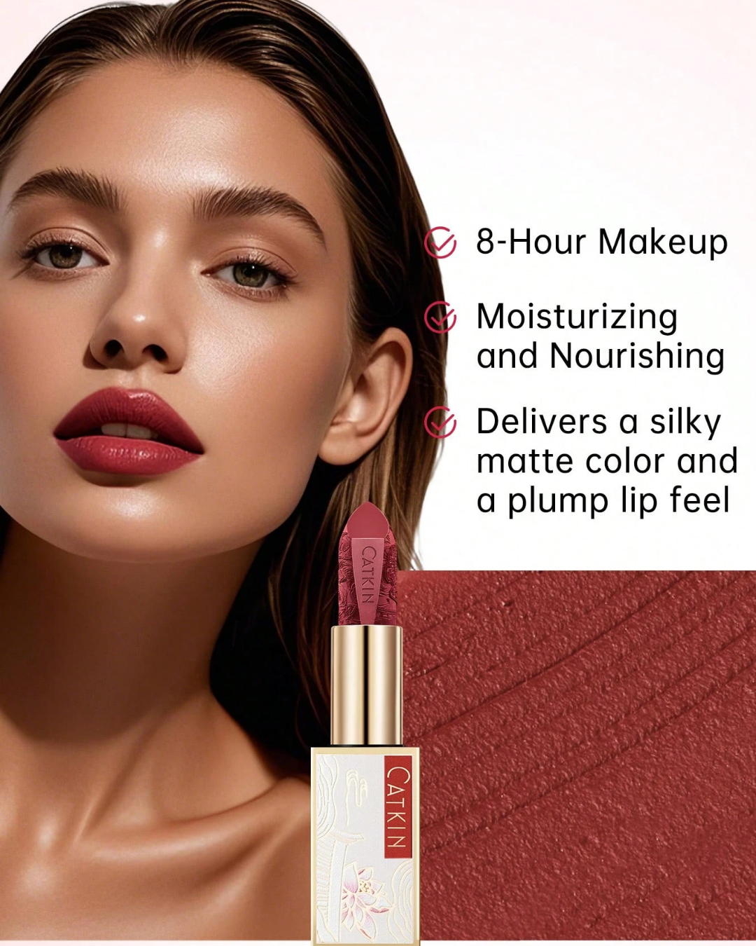 SHEIN CATKIN Dreamy World Carved Poetic Lipstick, Waterproof Long-Lasting Satin Moisturizing Smooth, 3.6g, C09 Desire