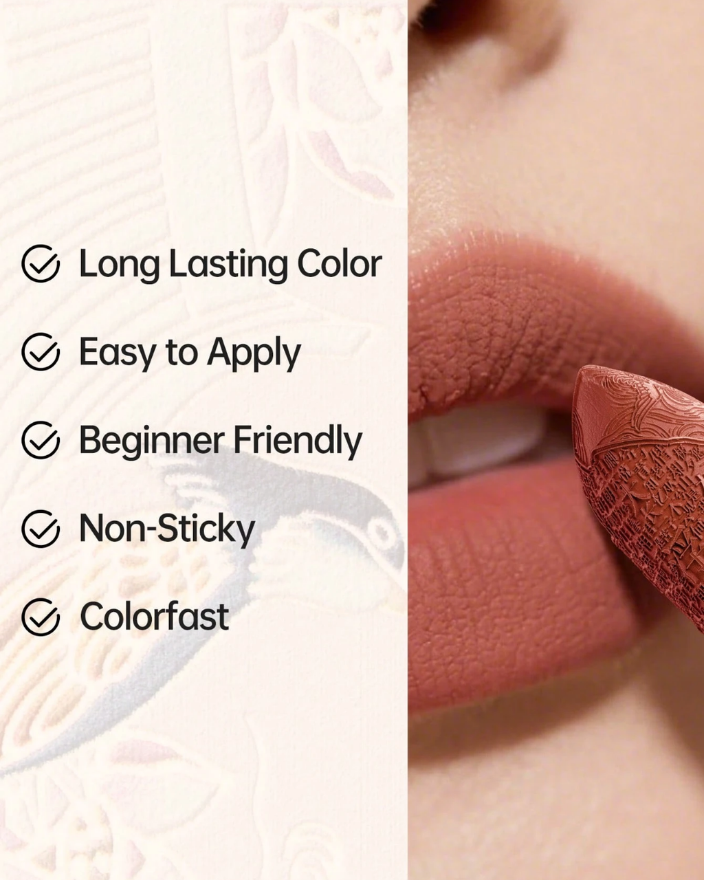 SHEIN CATKIN Dreamy World Carved Poetic Lipstick, Waterproof Long-Lasting Satin Moisturizing Smooth, 3.6g, C09 Desire