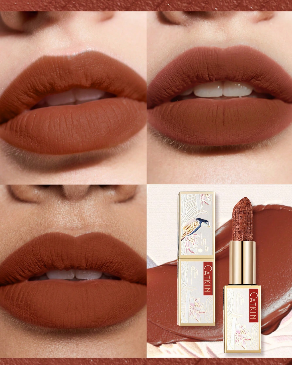 SHEIN CATKIN Dreamy World Carved Poetic Lipstick, Waterproof Long-Lasting Satin Moisturizing Smooth, 3.6g, C09 Desire