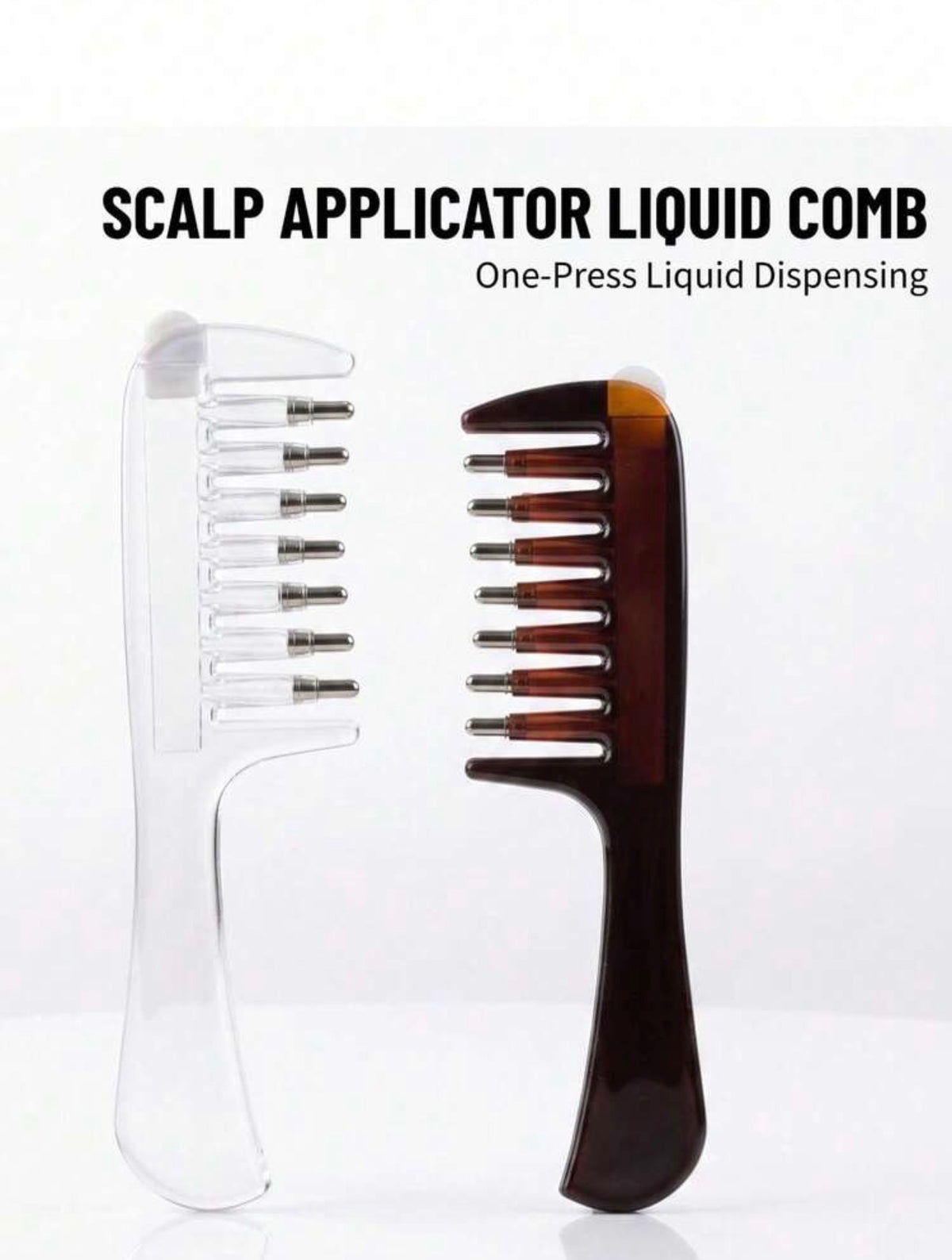 Transparent Scalp Hair Oil Applicator Comb, Visible Liquid Reservoir + Roller Metal Teeth Liquid Dispensing Comb, Suitable For Hair And Beard Care.