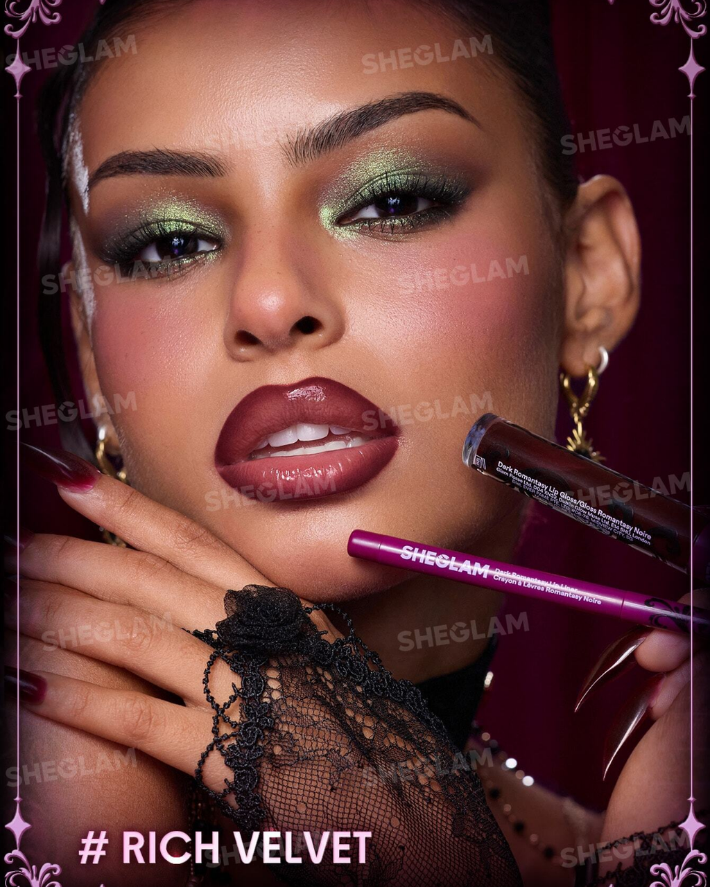 SHEGLAM Dark Romantasy Lip Liner + Lip Gloss Kit