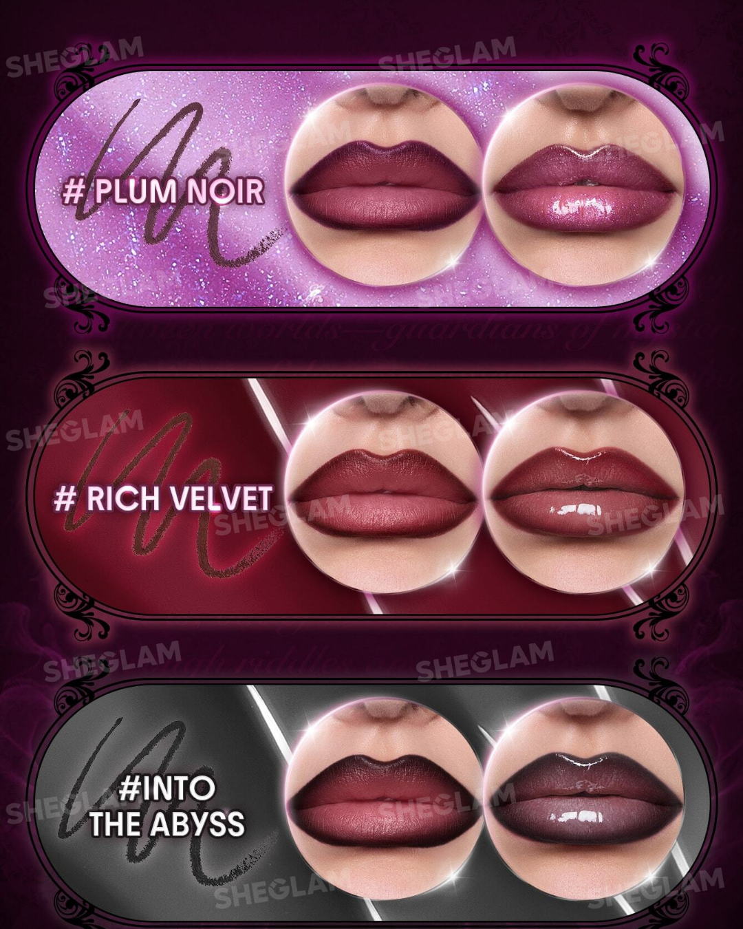 SHEGLAM Dark Romantasy Lip Liner + Lip Gloss Kit