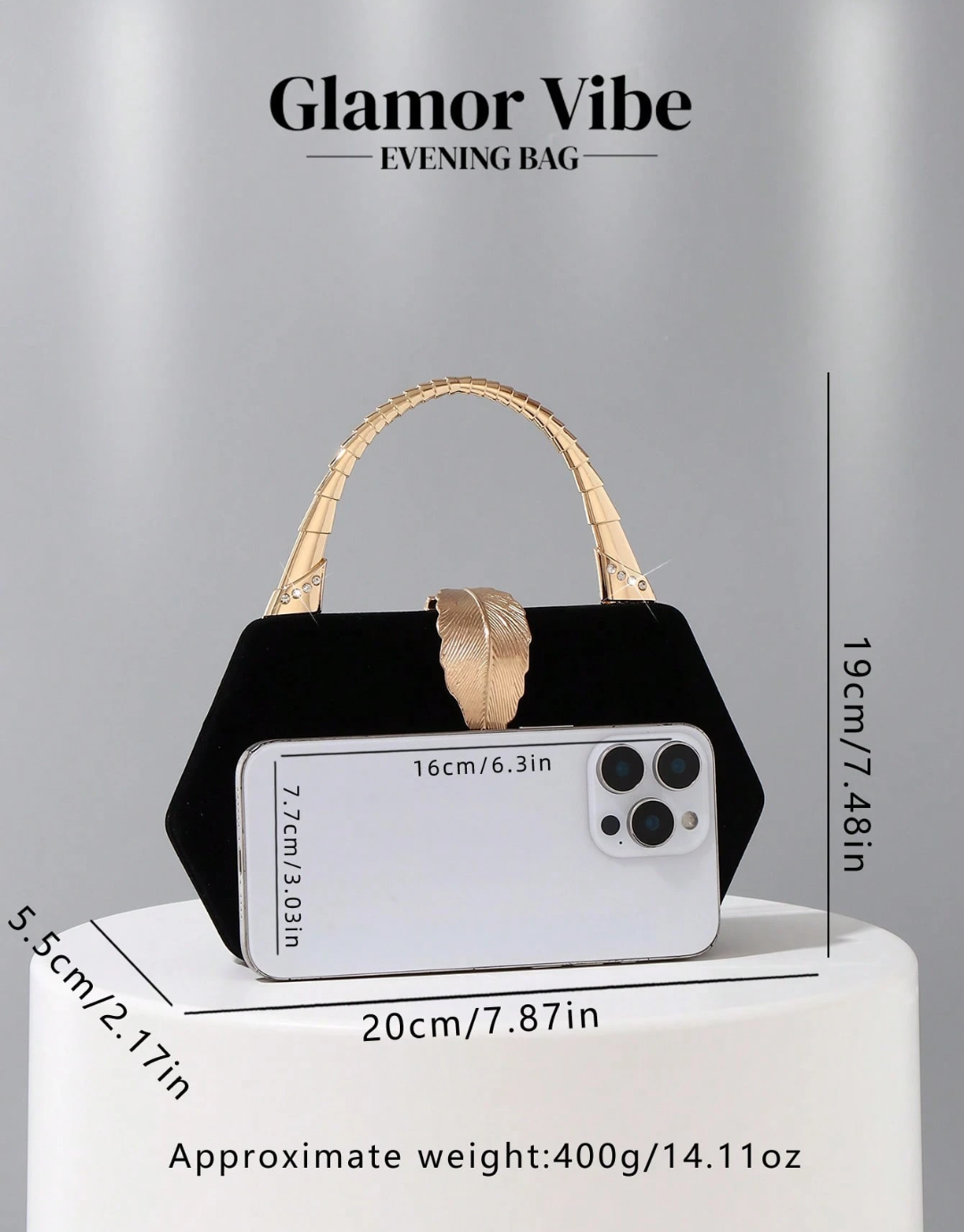 SHEIN Glamor Vibe Silver-Grey Floral Sequin Evening Clutch, Luxury Gold Leaf Clasp Handbag With Crossbody Strap,