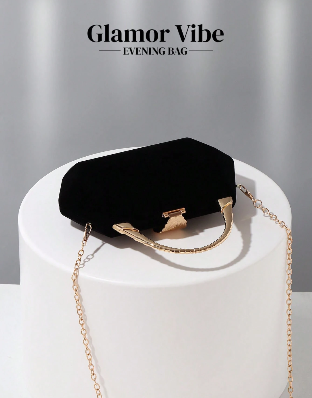 SHEIN Glamor Vibe Silver-Grey Floral Sequin Evening Clutch, Luxury Gold Leaf Clasp Handbag With Crossbody Strap,