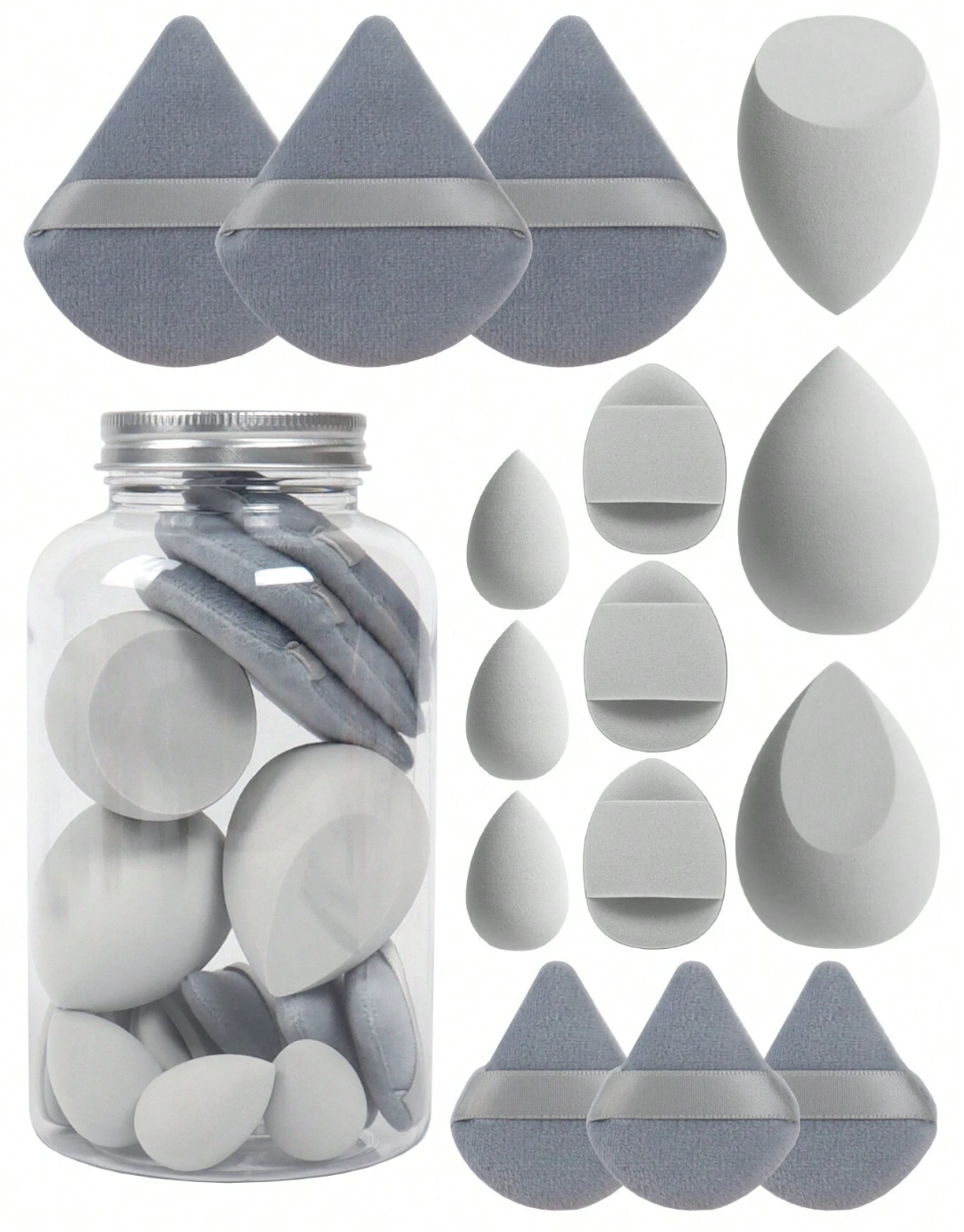 SHEIN Makeup Sponge Set Of 15 With Storage Jar