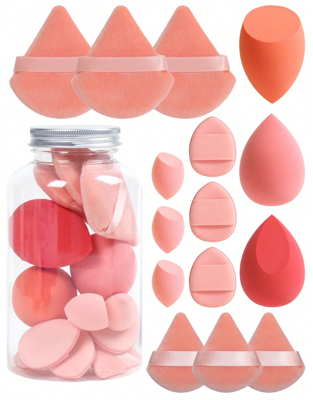SHEIN Makeup Sponge Set Of 15 With Storage Jar