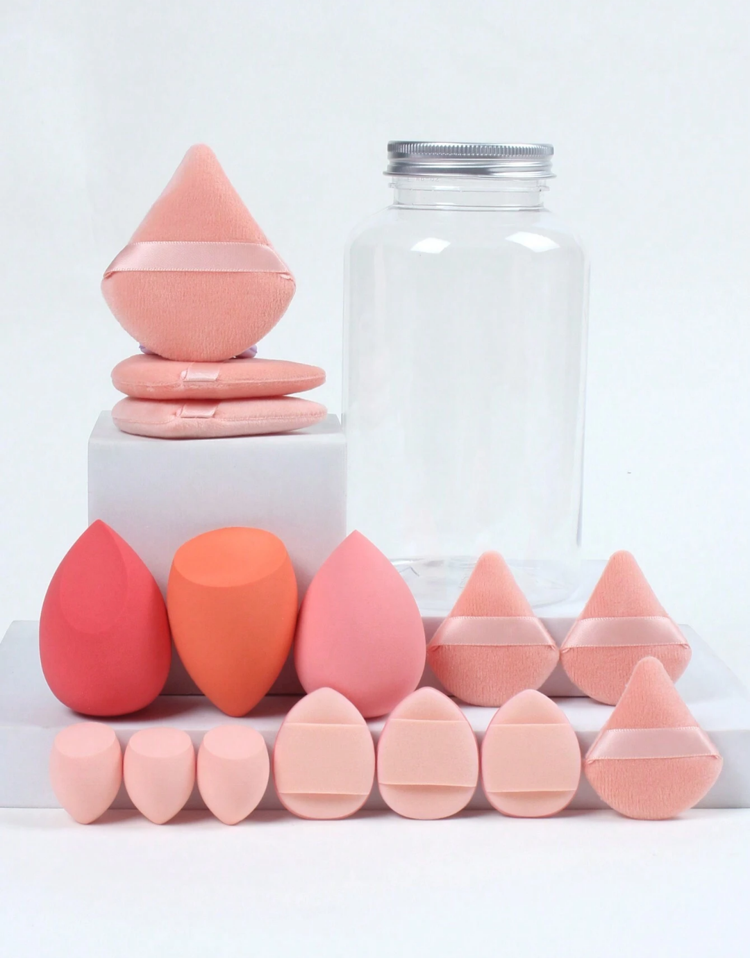 SHEIN Makeup Sponge Set Of 15 With Storage Jar