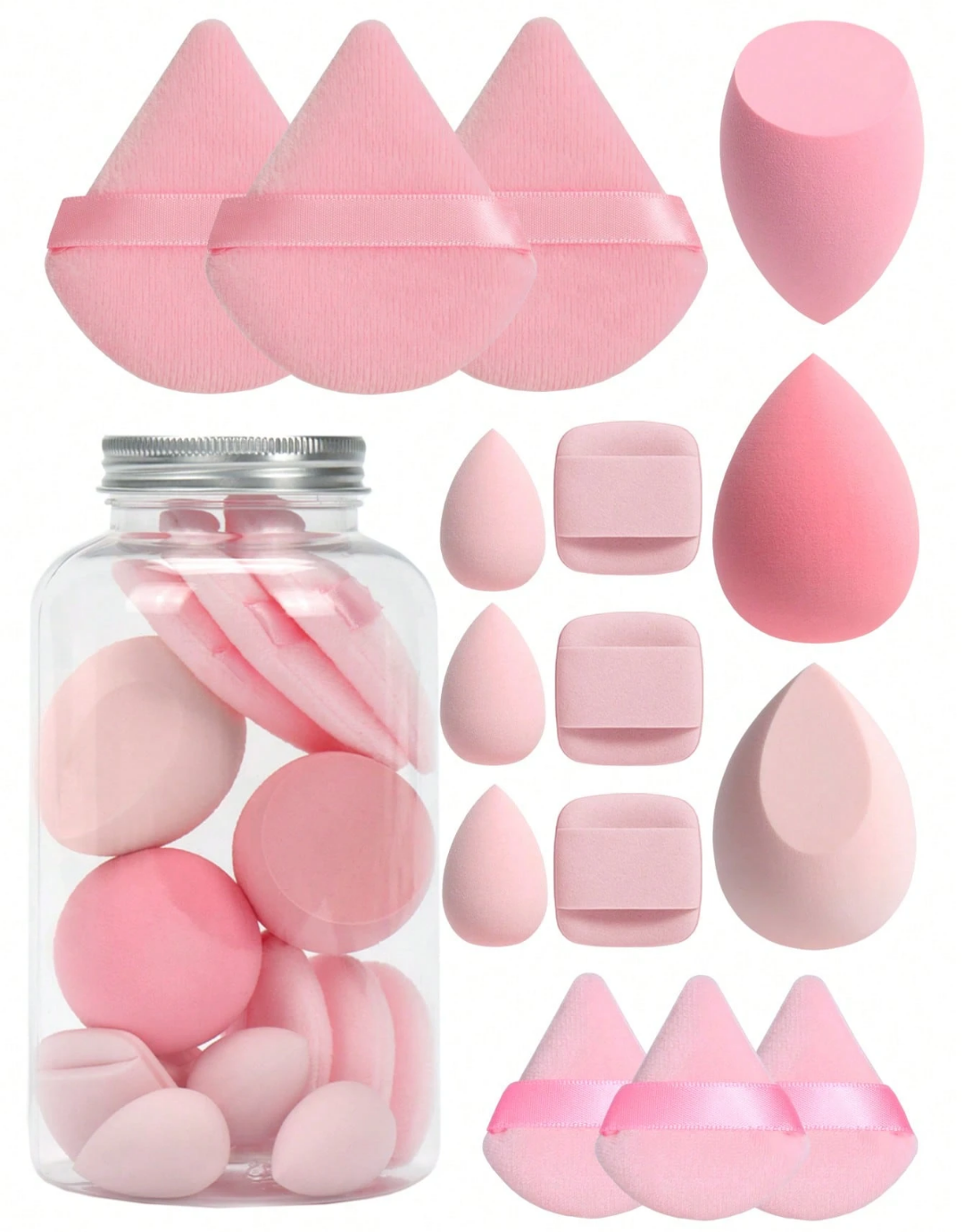 SHEIN Makeup Sponge Set Of 15 With Storage Jar