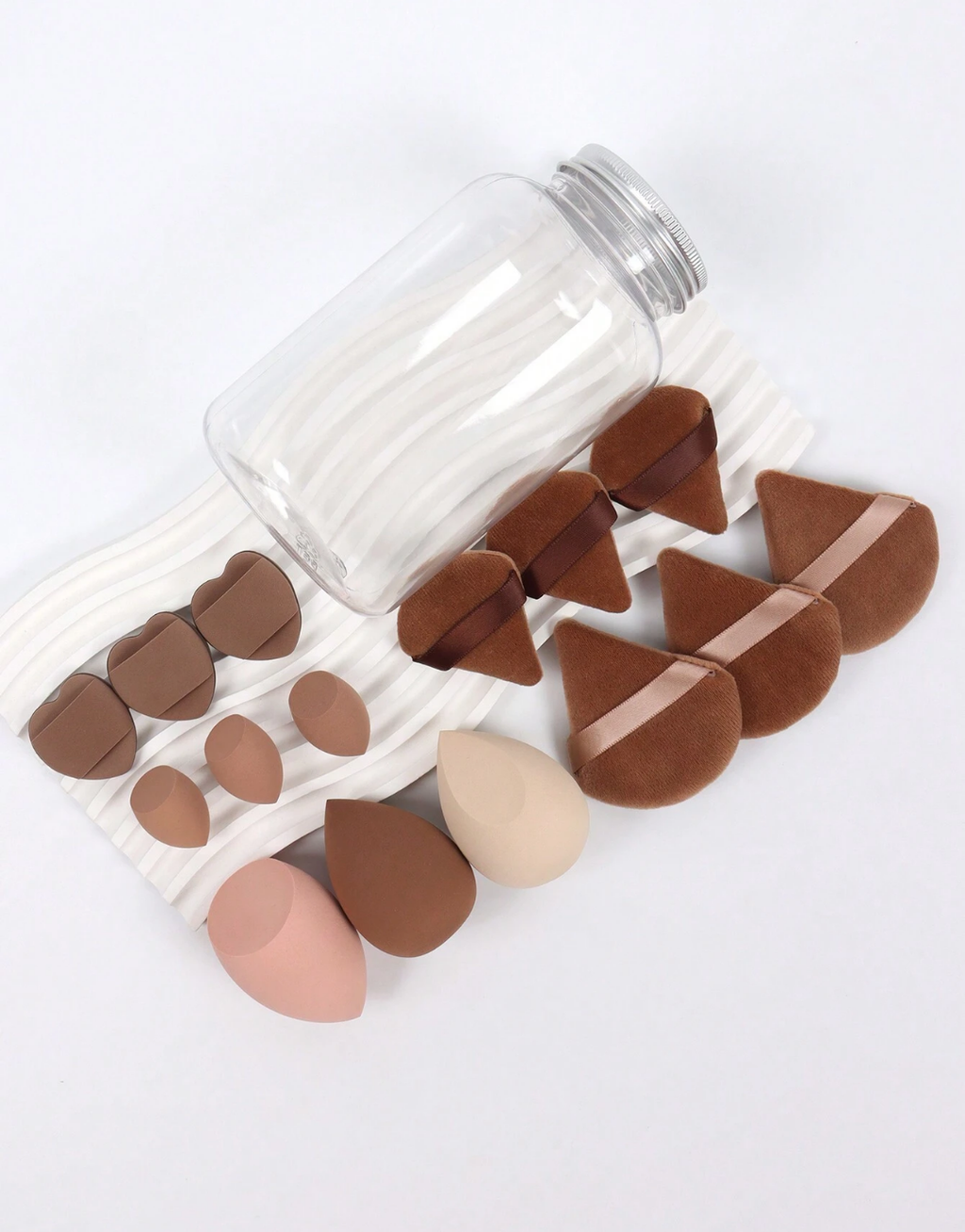 SHEIN Makeup Sponge Set Of 15 With Storage Jar