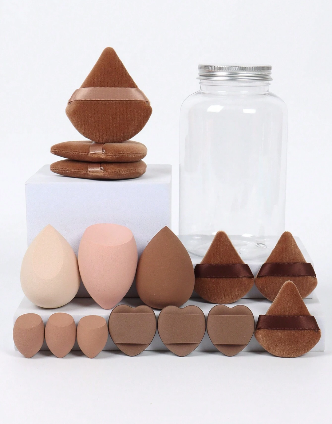 SHEIN Makeup Sponge Set Of 15 With Storage Jar
