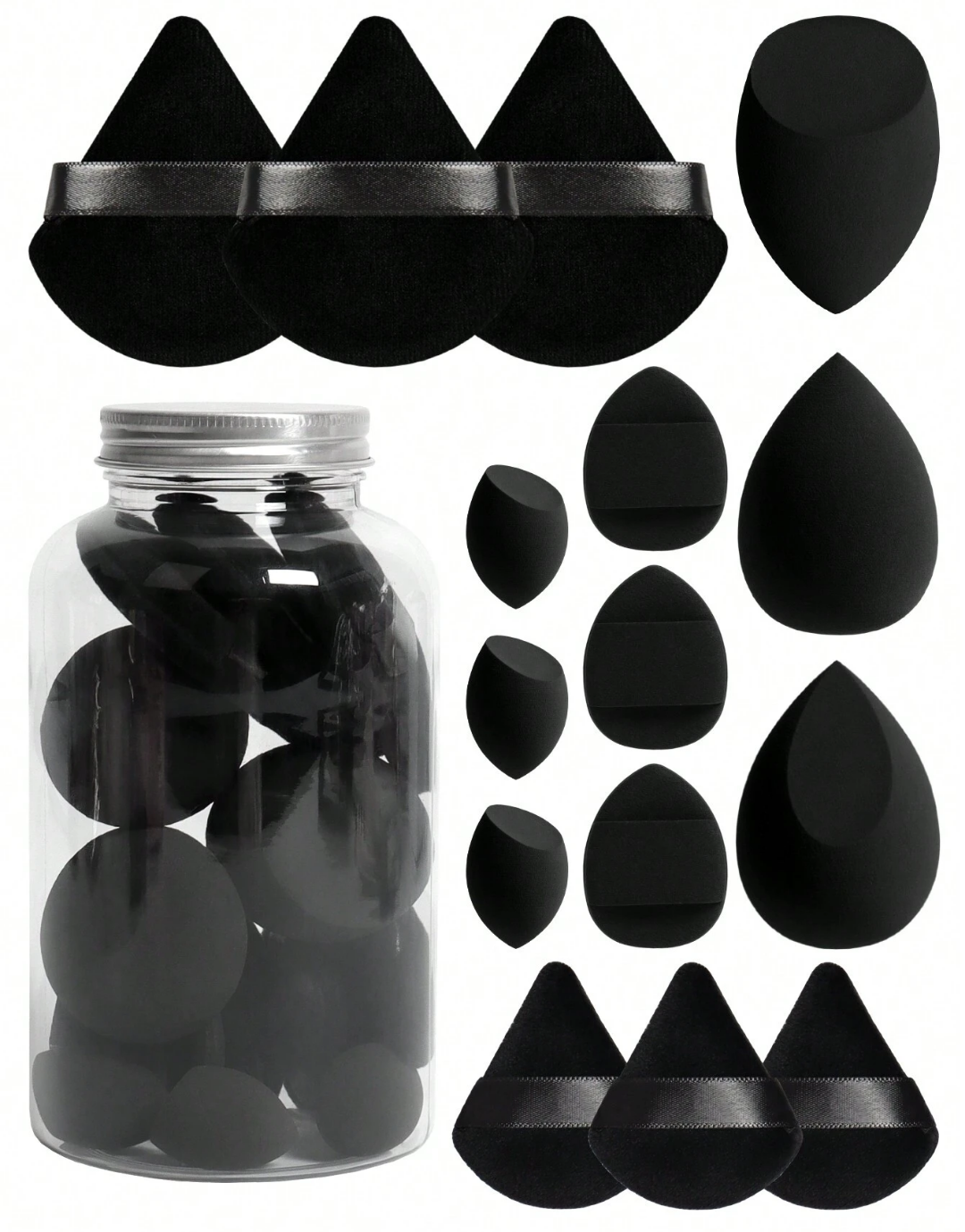 SHEIN Makeup Sponge Set Of 15 With Storage Jar