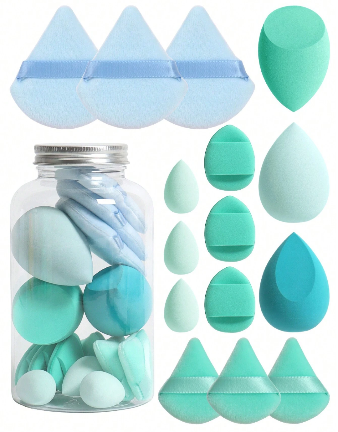 SHEIN Makeup Sponge Set Of 15 With Storage Jar