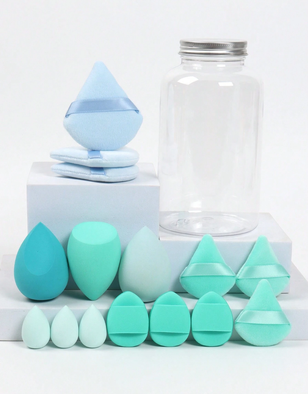 SHEIN Makeup Sponge Set Of 15 With Storage Jar