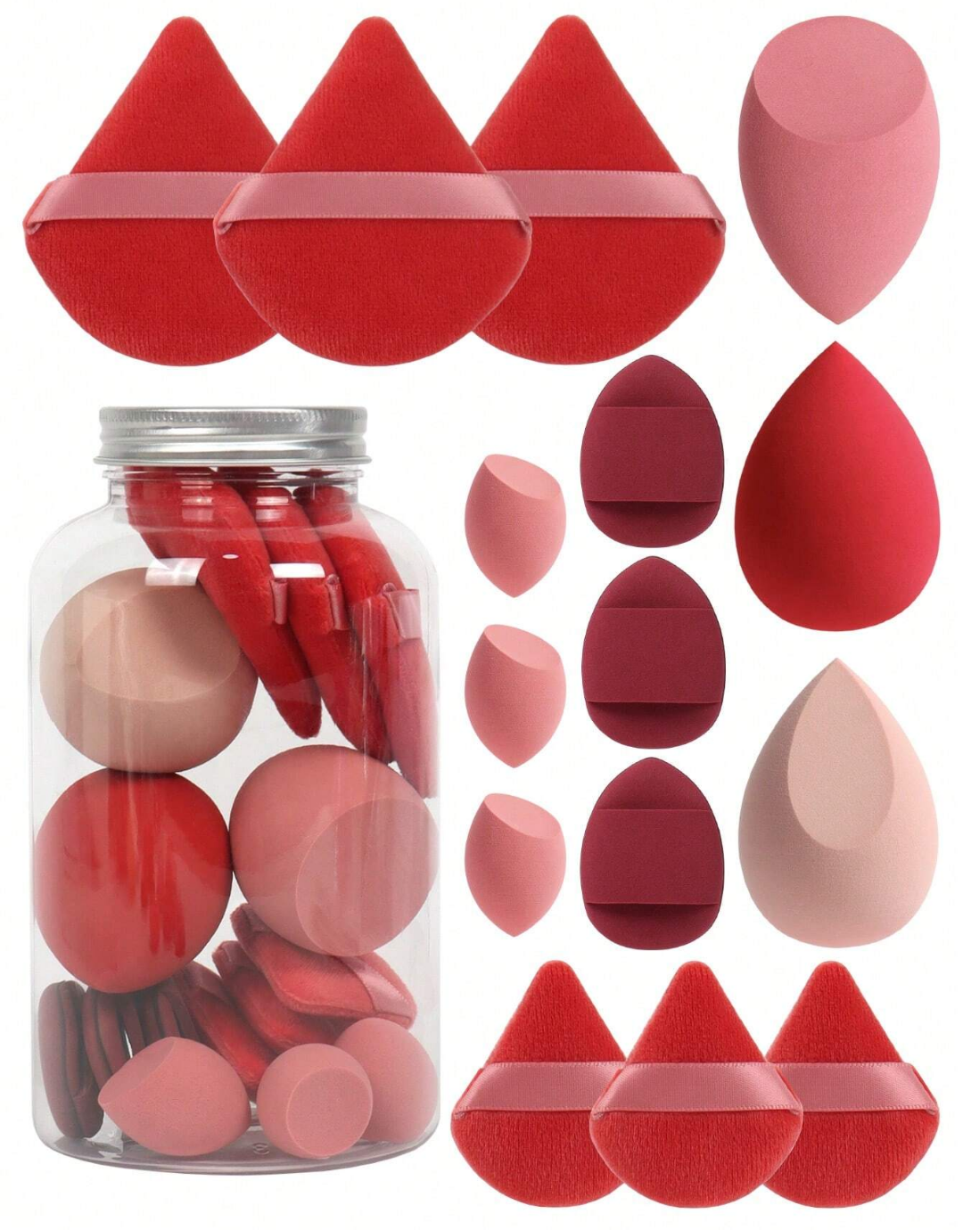 SHEIN Makeup Sponge Set Of 15 With Storage Jar