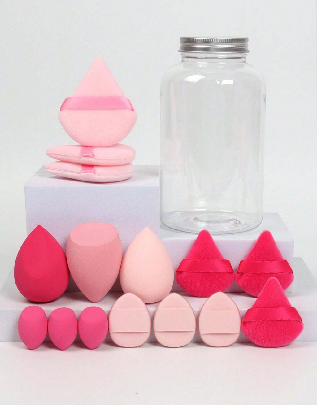 SHEIN Makeup Sponge Set Of 15 With Storage Jar