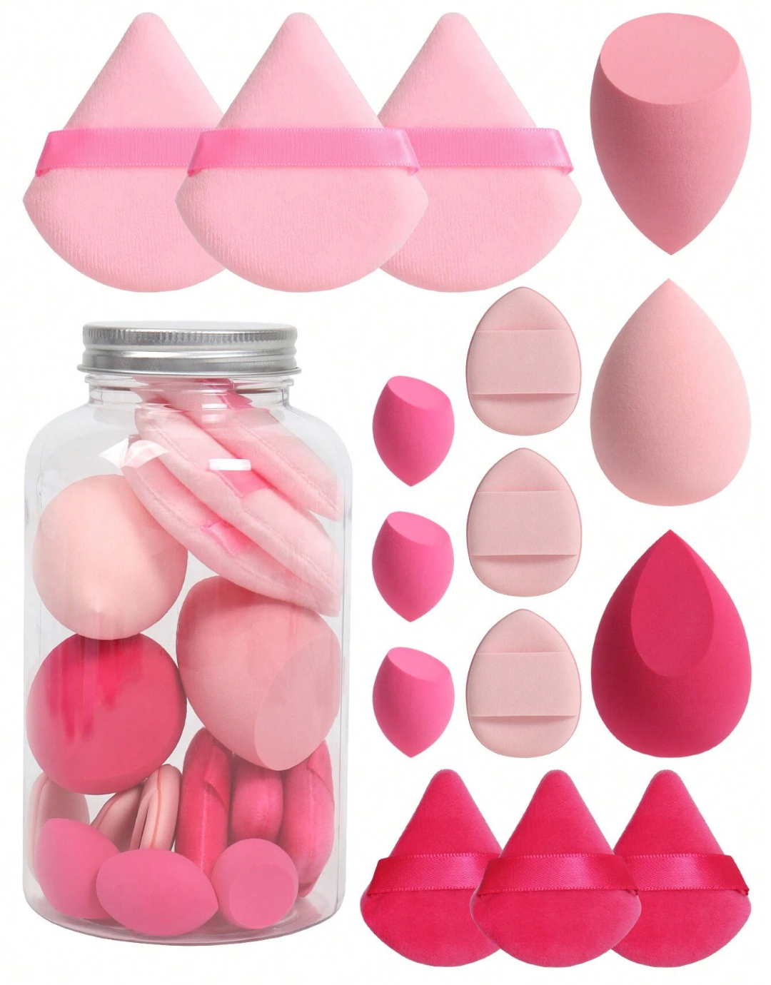 SHEIN Makeup Sponge Set Of 15 With Storage Jar