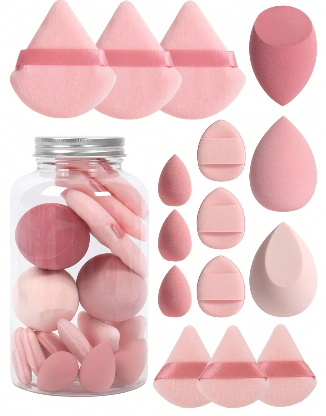 SHEIN Makeup Sponge Set Of 15 With Storage Jar