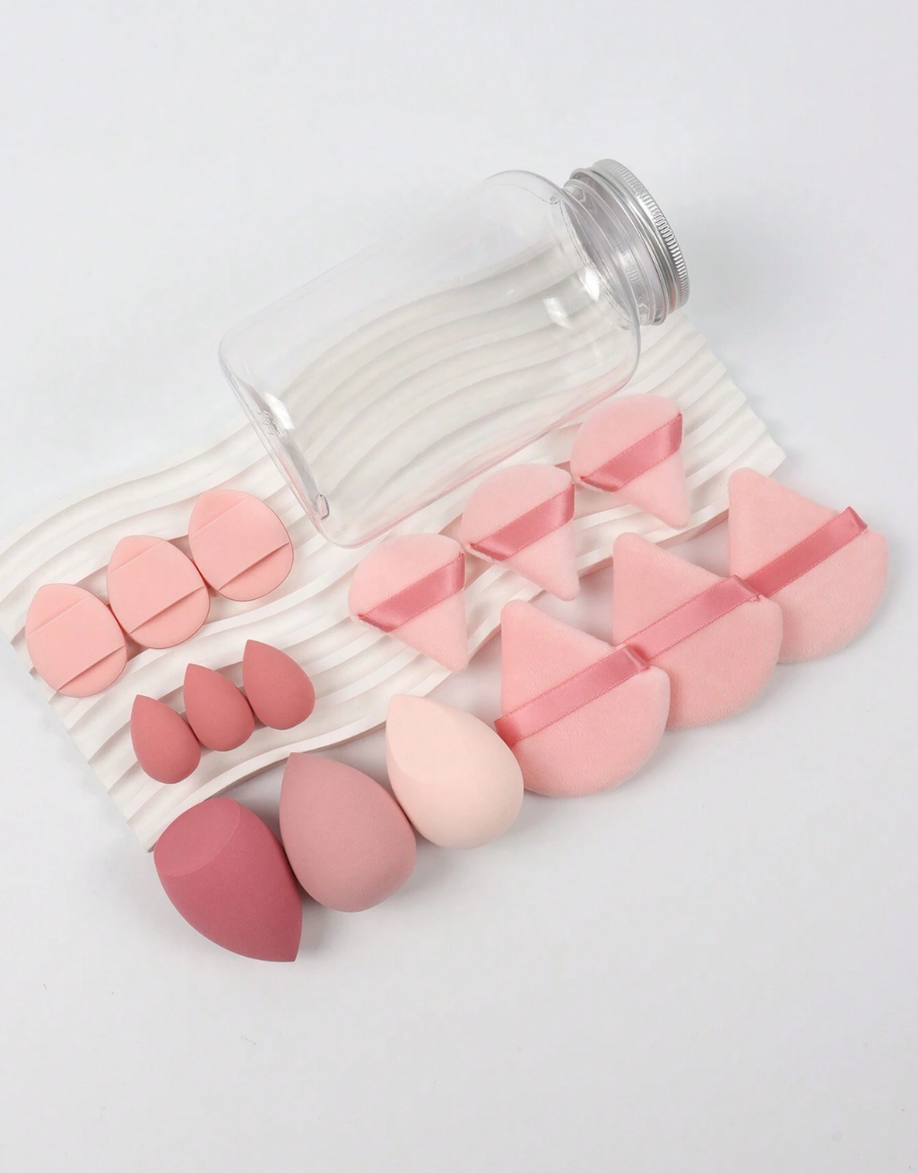 SHEIN Makeup Sponge Set Of 15 With Storage Jar