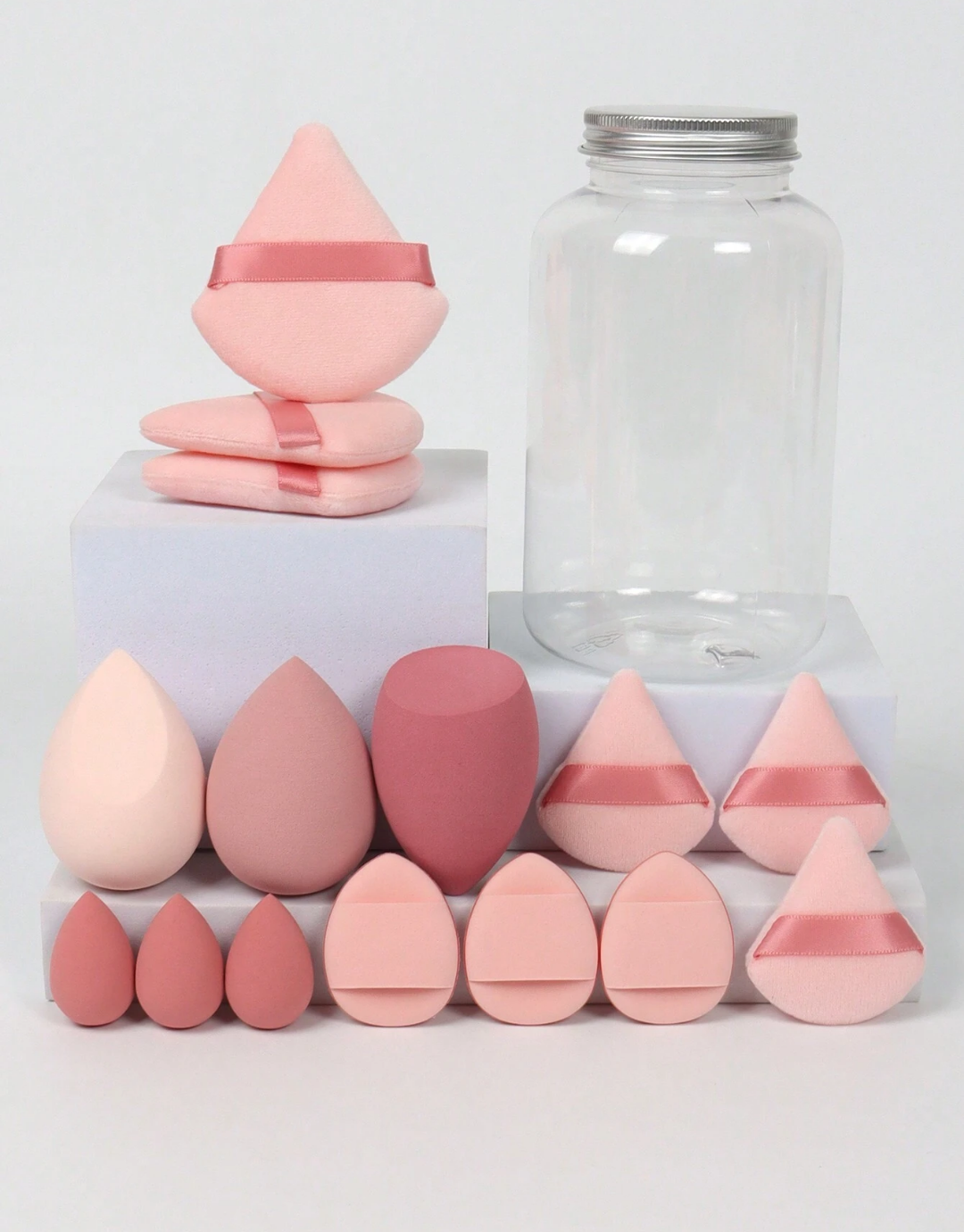 SHEIN Makeup Sponge Set Of 15 With Storage Jar