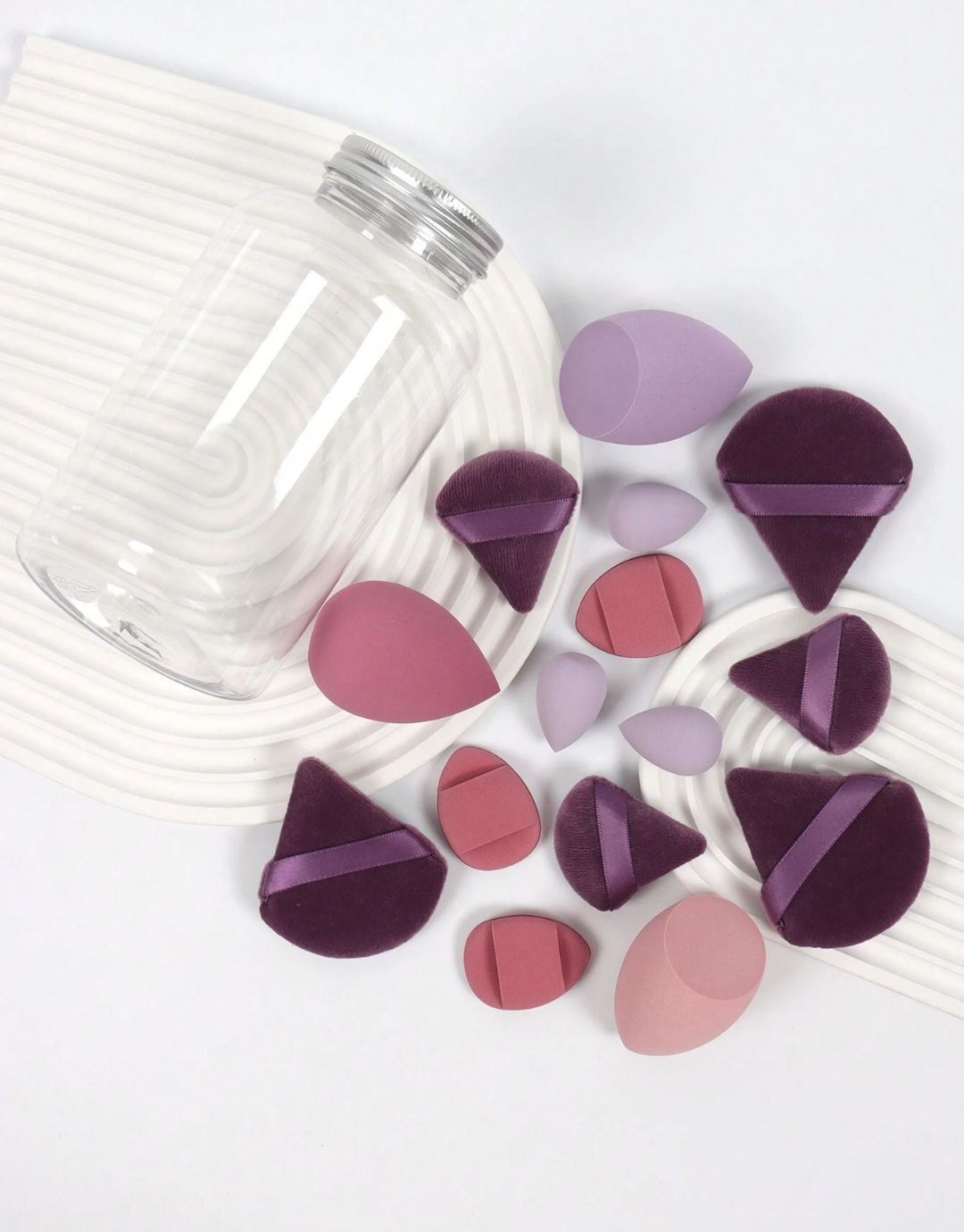 SHEIN Makeup Sponge Set Of 15 With Storage Jar