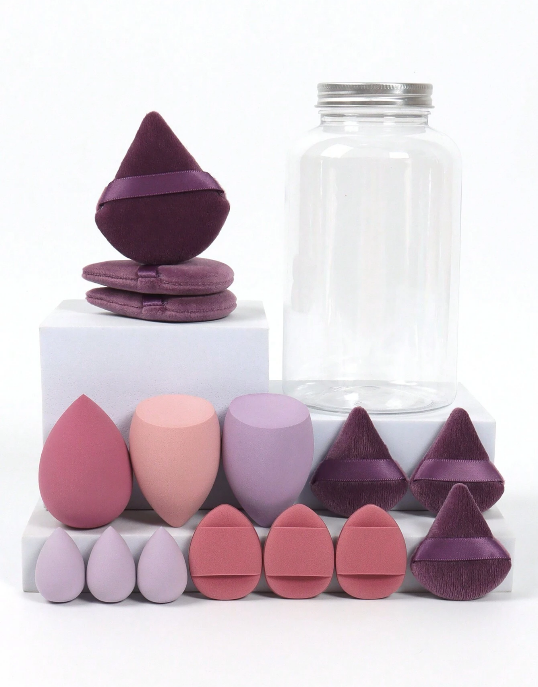 SHEIN Makeup Sponge Set Of 15 With Storage Jar
