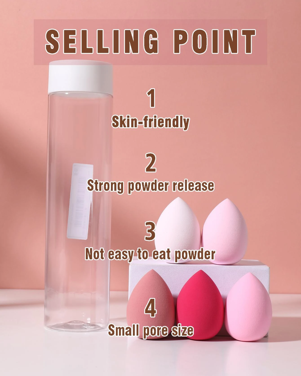 Orivelle Makeup Sponge, 5pcs Waterdrop Shape Makeup Sponge & 1pc Storage Box Makeup Blender,